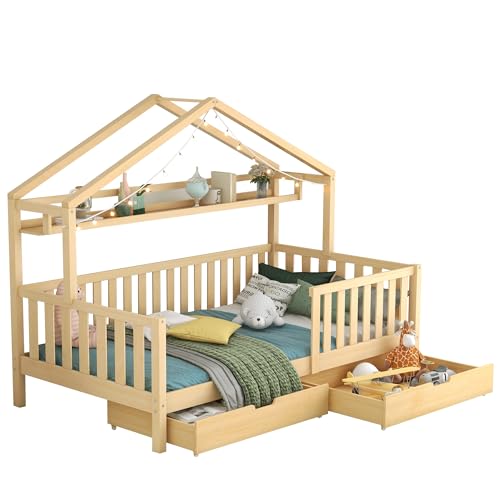 Cama casa 90x200 cm naturaleza para un descanso infantil feliz y seguro 6