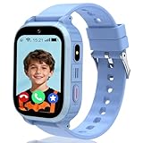 4G Kid Smart Watch with GPS Tracker, Smart Watch for Kids with SOS Call, Voice Chat, School Mode, Calendar, Flashlight, Alarm, Game, Calculator, Passcode Lock, IP68 Kids GPS Tracker for Festival Gift