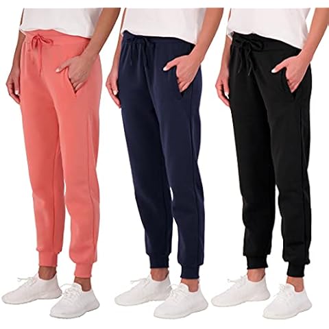 3 Pack: Women’s Fleece Jogger Trousers Sweatpants Tracksuit Running Bottoms French Terry Running Sports Lounge Active Ladies Warm Sweat Jogging Track Pants Casual Athletic Camo Pockets-Set 7, M Cover