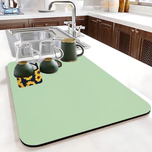 Ruhuayoupin Dish Drying Mat Absorbent Kitchen Mat16x18" (Sage Green)