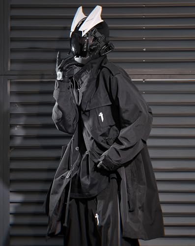 MFCT Men's Techwear Fashion Belted Long Trench Coat4