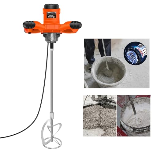 Banas Paint and Plaster Paddle Mixer, 2600 W 220 V Mortar Paint Cement Stirrer Agitator, Length 590 mm, Ø 120 mm Electric Mixing Paddle, for Plaster, Cement, Mortar etc. (Orange Electric Mixer)