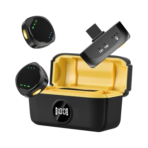Microphone cravate sans fil avec étui de charge rechargeable pour smartphone