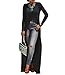Womens Sexy High Front Split Long Sleeve Crewneck Clubwear Cocktail Maxi Dress Black XL