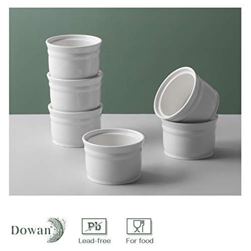 Dowan Porcelain Ramekins 8 Oz Oven Safe, Souffle Dishes Set Of 6 Ramekins For Creme Brulee, Souffle Dishes Custard Cups Dessert Small Bowls For Pudding,White Ramekins For Baking #TOP3