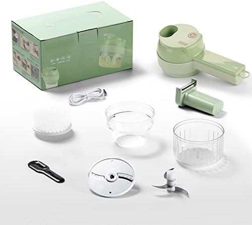 4 in 1 Electric Vegetable Cutter Set Handheld Garlic Slicer Multifunctional Food Chopper Portable Rechargeable Vegetables Mincer for Garlic Pepper Onion Celery Ginger Meat