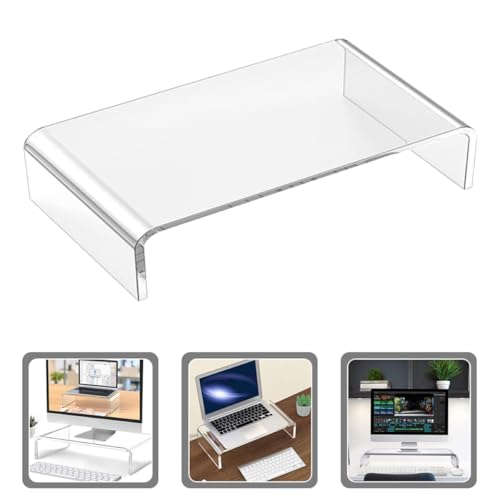 Support pour moniteur et clavier réhausseur acrylique ergonomie bureau - 4