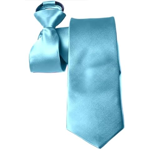 Moda Di Raza - Men's/Boy's Zipper Tie Neckwear Polyester -Turquoise/20 IN Cover