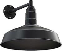 Vista 35 de Steel Lighting Co. Gardena - Luz de granero Montaje en pared al aire libre Cúpula de 16 pulgadas Cuello de cisne de 23 pulgadas Luz