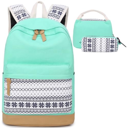 CAMTOP Girls Backpack with Lunch Box set Teen Backpack for School Bookbag