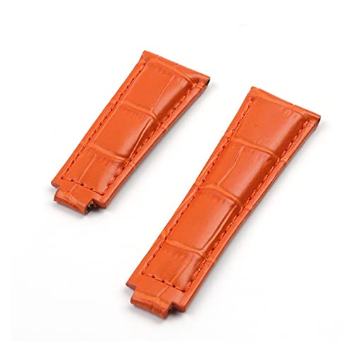 Bracelet de montre en cuir de vache italien orange 20mm pour remplacer un Oysterflex