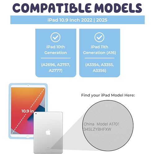 Image of Bluey Kids iPad Case - 10.9 Inch Case for iPad 10th Generation (2022) & A16 11th Generation 11 inch (2025) - Tablet Cover with Stand, Shockproof Silicone Protector