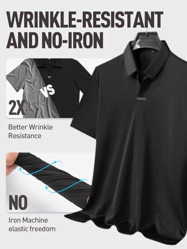 Mens Polo Shirts, Premium Short Sleeve Golf Polo Shirts Lightweight Casual Collared T Shirt for Summer Beach3