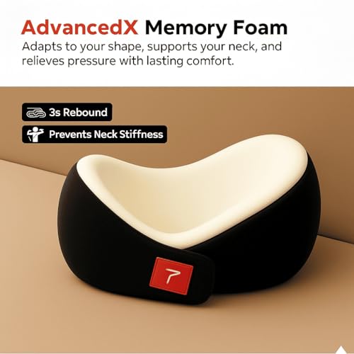 Image of Trajectory Travel Neck Pillow Memory Foam for Sleeping in Airplane Flight, Cab, Car, Train, Bus for Men and Women Black (As seen on Shark Tank)