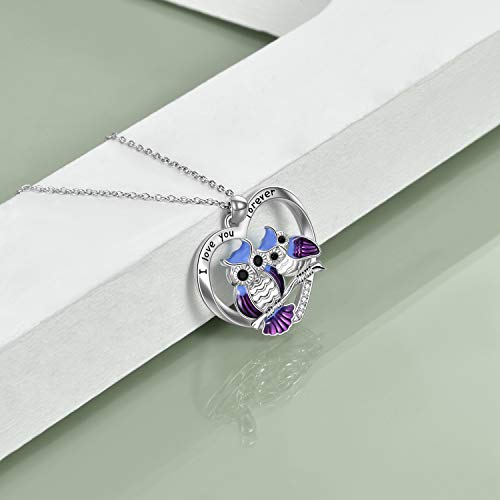Sterling Silver Owl Necklace Mother Daughter Owl Lover Bird Pendant Necklace Mother's Day Gifts for Women Grandmother Daughter Mom4