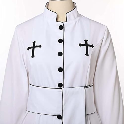 Bata de sacerdote clérigo de corte gótico holgado para disfraz de Halloween 6