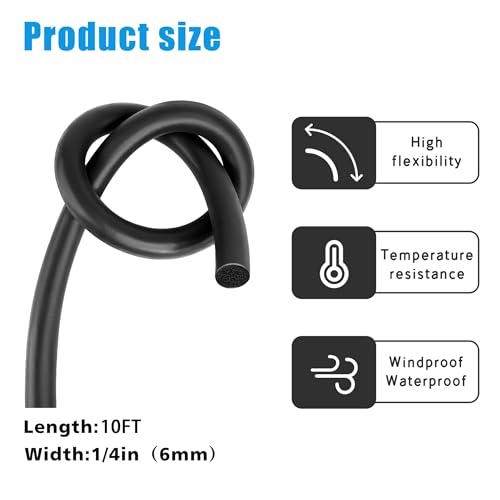 Image of Backer Rod 1 /4 Inch,Black Foam Caulk Saver for Gaps and Weather Stripping Door Seal,10 Ft Concrete Expansion Joint Filler (1 /4 inch *10 feet)
