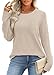 WIHOLL Blouses for Women Dressy Casual Long Sleeve Fall Tops Crewneck Trendy Fashion Teacher Outfits for Women Basic Waffle Knit Clothing Apricot M