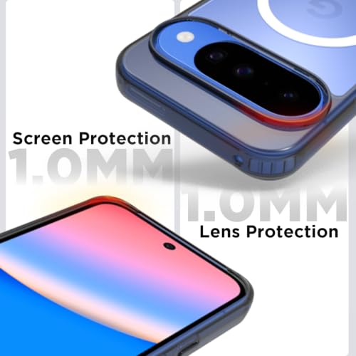 Image of RIGGEAR Shockproof Clear Hybrid Armor Magnetic Back Cover Case Compatible with MagSafe Accessories for Google Pixel 10 / Pixel 10 Pro (Clear-Black TPU Bumper + Transparent PC)(White MagRing)