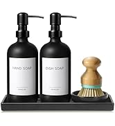 GMISUN Kitchen Soap Dispenser Set, 16 Oz Hand and Dish Soap Dispenser with Ceramic Tray & Bamboo ...
