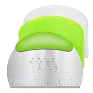 Vicloon 3 Stks Deeg Schraper Cutter, Rvs Deeg Schraper Met Handvat En Meetschaal, Plastic Gebak Cutter Chopper Boter Crème Gladdere Vorm Spatels Voor Cake Pizza Brood Snijden