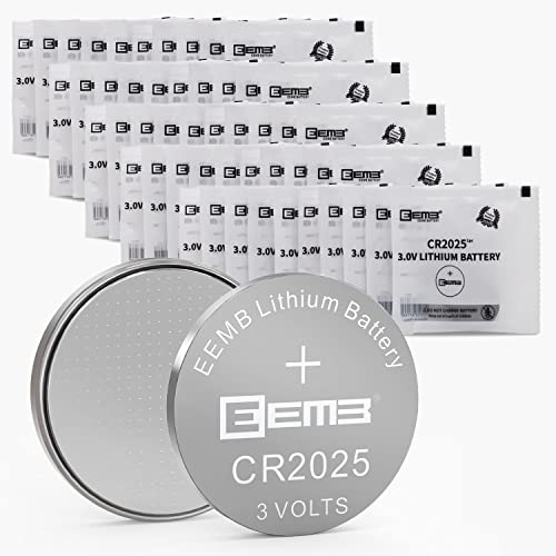 EEMB CR2025 バッテリー 3V リチウム電池 Li-MnO₂ ボタン電池 2025 バッテリー キー FOB 電卓と互換性あり コインカウンター 時計 心拍数モニター グルコメーターなど (50個)