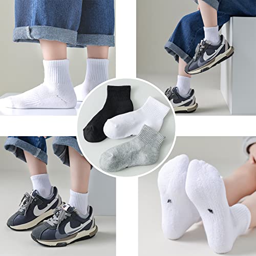 Marchare Boys White Socks Girls Athletic Cushioned Socks 5-7 Years Cotton Ankle Socks White 6 Pairs #TOP6