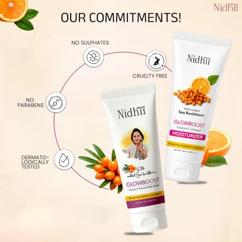 Image of Glowboost Face Wash & Vitamin C Infused Moisturizer with Sea Buckthorn, Aloe Vera & Glycerin | Gentle Cleansing & Hydrating Daily Face Care | Suitable for All Skin Types