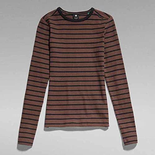 Miniatura 4 de G-Star Raw Slim Rib 2.0 Stripe Top, Tops Para Mujer, Multicolor Rain Drum Caviar Stripe D21575-D201-D472 , Xs