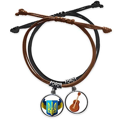 Pulsera Ucrania emblema nacional ajustable en cuero cómodo que no causa alergias en la piel