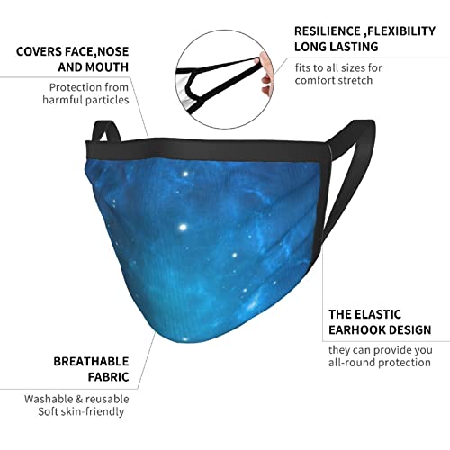 3 Pack Christmas Face Blue-Starry-Sky-Galaxy Mask,Adjustable Windproof Bandana,Reusable Mouth Cover,Unisex Adult Scarf #TOP5