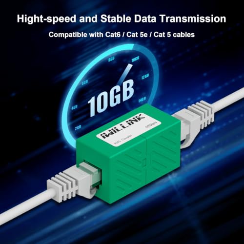 Image of iwillink RJ45 Coupler Ethernet Connector, Female to Female, 50 Pack, Green | Extender Adapter, For Cat7 Cat6 Cat5e Cat5 Ethernet Cable Female Connector