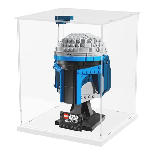 Image of Choowin Acrylic Display Case for Lego Star Wars Helmet Mandalorian Helmet for Lego R2D2, Thickened Clear Acrylic Display Cases for Collectibles, Assemble Dustproof Display Box with Door, White