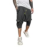 Hochwertiges Baumwoll- und Leinenmaterial, weich und bequem, leicht und atmungsaktiv, klassische Mode, ist Ihre gute Wahl.Goa Hose Hippie Hose Haremshose Aladdin-Hose Aladinhose Pumphose Pluderhose