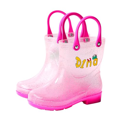 IWIHMIV Toddler Boys Rain Boots Toddler Girl Rainboots Girls Lightweight Non Slip Rubber Rain Boots with Easy-On Handles