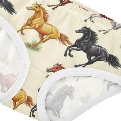 Fun Girls Underwear Toddlers 2t Cotton Girl Panties Cute Vintage Horses Beige Kids Briefs Undies4