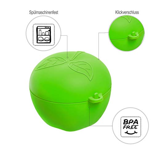 Rotho Fun pudełko na jabłka, tworzywo sztuczne (PP), nie zawiera BPA, zielone, 0,55 l (12,4 x 11,0 x 9,5 cm)