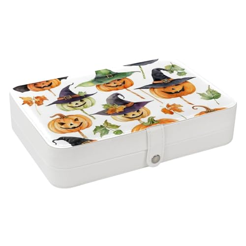 Conjunto de iconos de Halloween con pintura de acuarela de alta gama, exquisita caja organizadora de joyas, compartimentos pequeños extraíbles y ajustables para anillos, aretes, collares, pulseras