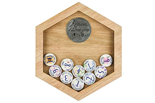 2nd Anniversary 10 Reasons I Love You Frame and Full Colour Love Tokens, brown