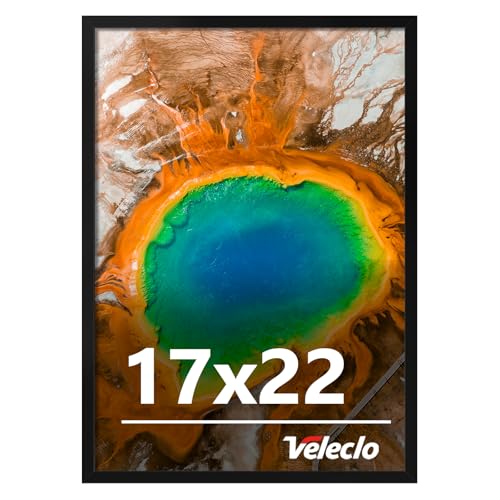 Veleclo 17x22 Picture Frame for Wall Display 17x22 Black Picture Frame with Shatter Resistant Plexiglass Stable and Sturdy 17 x 22 Poster Frame for Wall Display Handpicked Gift Collection 1 Pack