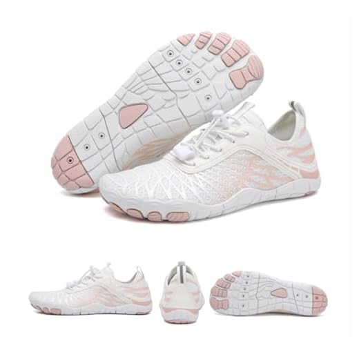 Calzado de senderismo para mujer, zapatos minimalistas para correr, tenis de punta ancha, antideslizantes, White, 36.5 EU