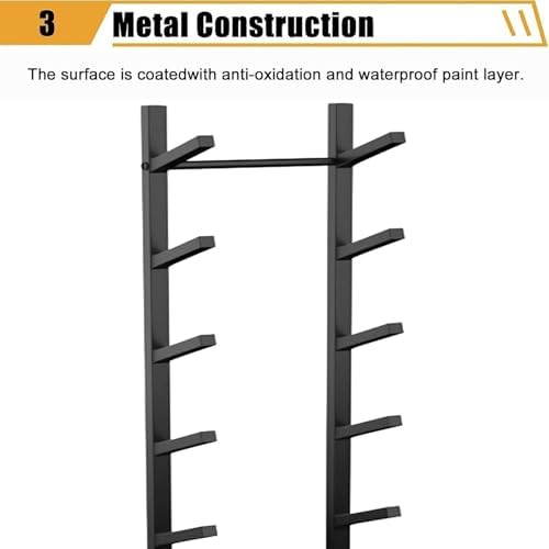 Free Standing Metal Sports Equipment Organizer, 5-Tier Storage Rack for Skateboards, Skis, and Scooters, Space-Saving Floor Stand for Garage and Shop Organization