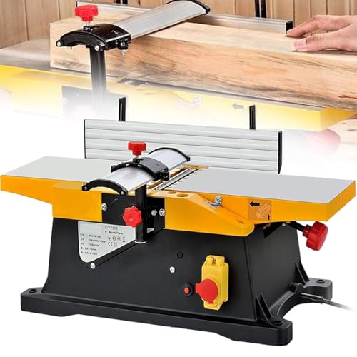 Cepilladora Multifuncional 1800WCarpintería Cepilladora Sobremesa 6 Pulgadas, Cepilladora Eléctrica Multifuncional Para Carpintería, 12000 Rpm, Profundidad Corte Ajustable 0 A 3 Mm