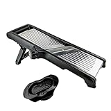 BIOVIRA Mandolino Mandolina ABS affettatrice manuale regolabile 0-9 mm, julienne e strisce, acciaio inox, coprimano, istruzioni libretto