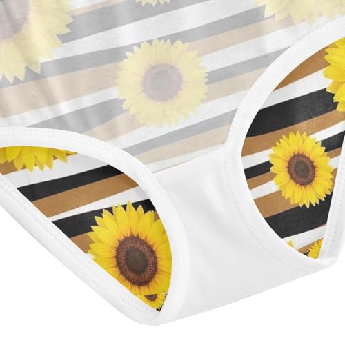 Yellow Sunflowers Brown Toddler Girl Underwear, Girls Briefs, 2T–8 Years4