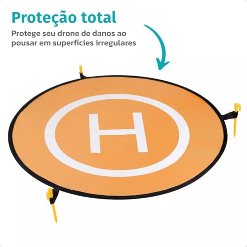 Landing Pad Pista de Pouso e Decolagem Heliponto 75cm Laranja e Azul para Drone IMAGEMTECH