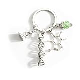 MUCOOS Science Teacher Keychain Biology Teacher Keychains for Women DNA Keycharm Gifts for Scientist Fun Biology Gifts