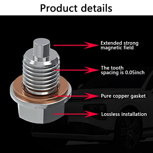 Sodcay Magnetic Oil Drain Plug M14X1.5, Stainless Steel Oil Drain Plug With 5 Pcs Copper Crush Washer Anti Leakage Replacement For Car Motorcycle Boat #TOP2