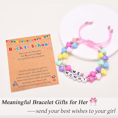 Image of Mommy and Me Matching Bracelets Set, First Day of School Kindergarten Preschool First Grade Gifts, Back to School Gifts for Daughter Girls