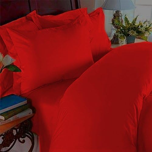 Elegant Comfort 1800 Thread Count - Wrinkle Resistant - Egyptian Quality 3pc Duvet Cover Set, Solid, King/Cal-King, Red